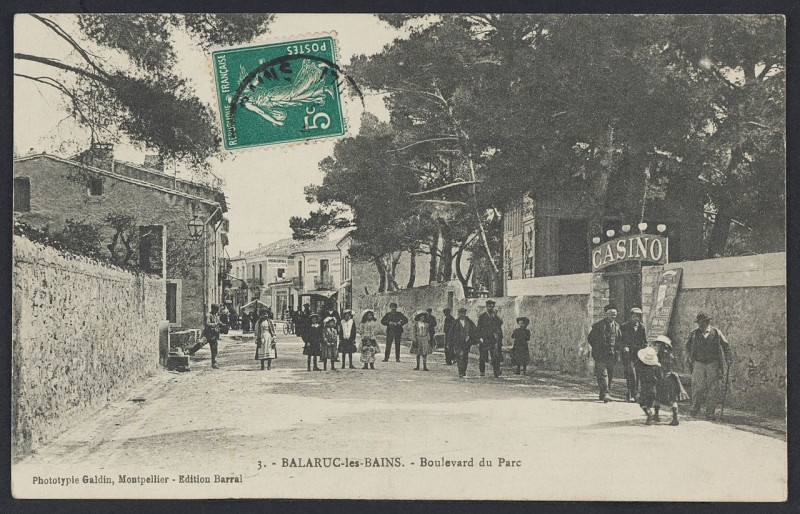 Carte postale ancienne Balaruc-les-Bains boulevard du parc - Archives départementales de l'Hérault - FRAD034-2FICP-01153-00001