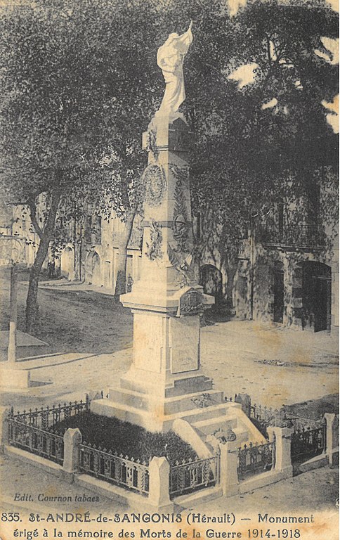 Carte postale ancienne St André Sangonis - Monument 1918