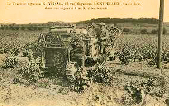 Carte postale ancienne Tracteur vigneron Georges Vidal vu de face