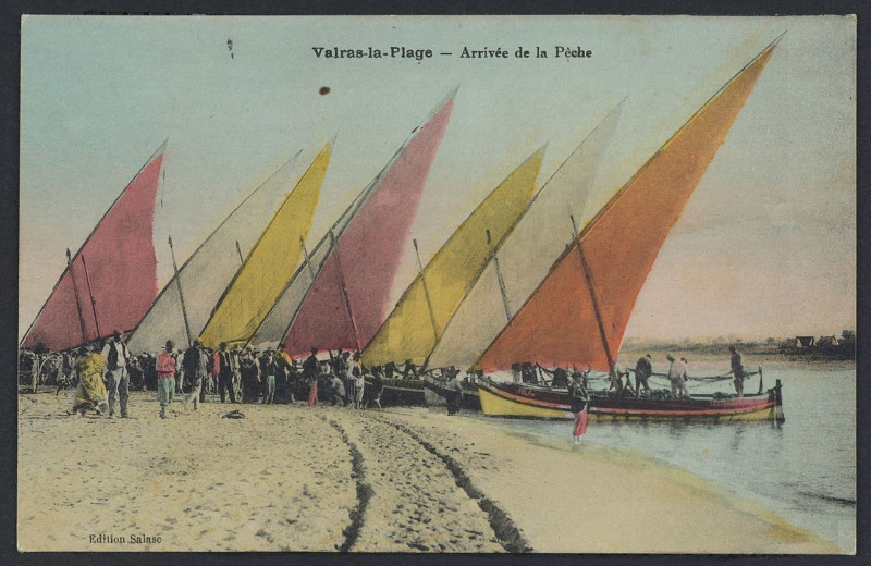 Carte postale ancienne Valras Plage arrivee de la peche - Archives départementales de l'Hérault - FRAD034-2FICP-00754-00001