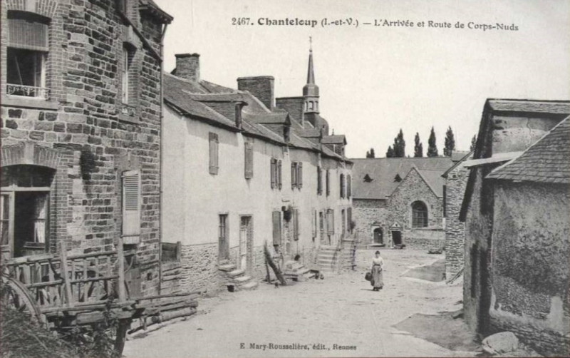 Carte postale ancienne Chanteloup arrivée route de corps nuds