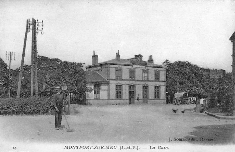 Carte postale ancienne GareMontfortsurMeu1900 2