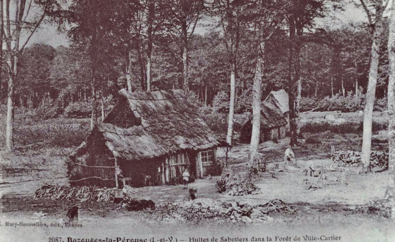 Carte postale ancienne Sabotiers Forêt de Villecartier