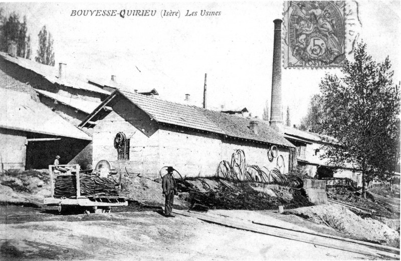 Carte postale ancienne Bouvesse quirieu, les usines, 1906, p 31 l'Isère les 533 communes