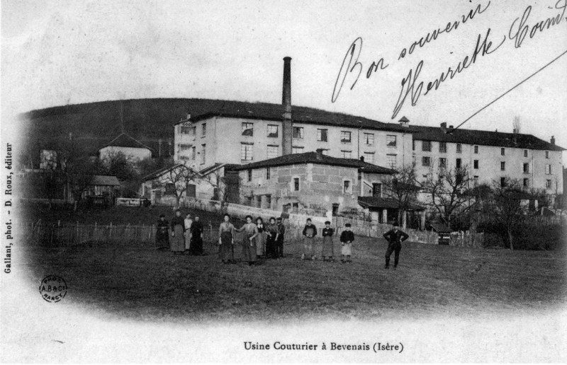 Carte postale ancienne Bévenais, usine couturier, 1904, p 24 l'Isère les 533 communes - Gallant phot. - D. Roux éditeur