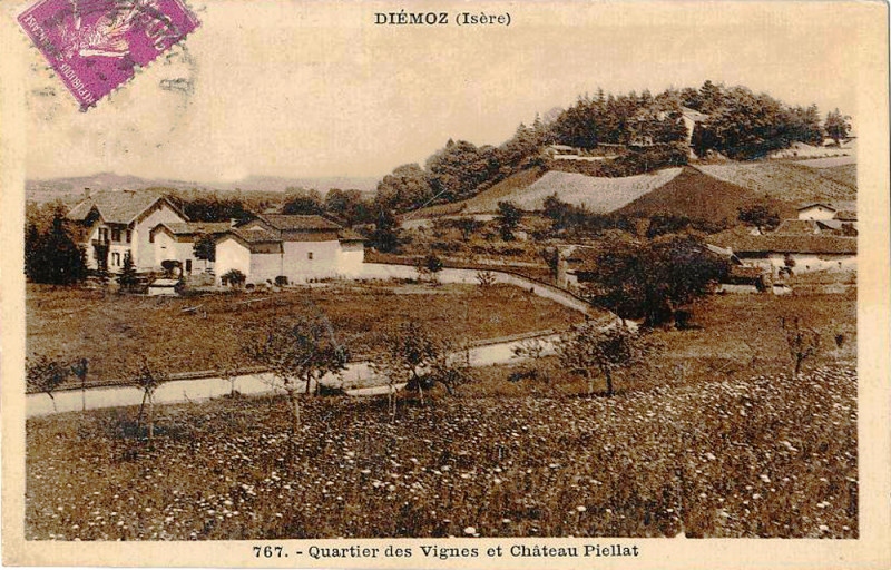 Carte postale ancienne Diemoz quartier des vignes
