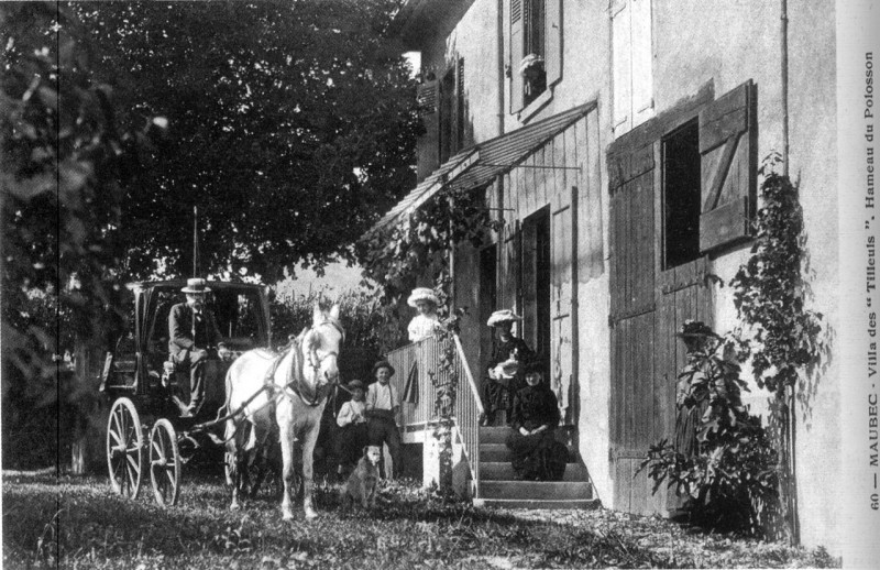 Carte postale ancienne Maubec, villa des Tilleuls, hameau de Polosson, en 1910, p 120 de L'Isère les 533 communes