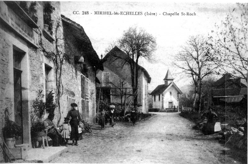 Carte postale ancienne Miribel-les-echelles, chapelle st-roch en 1908, p 125 de L'Isère les 533 communes à Miribel-les-Échelles