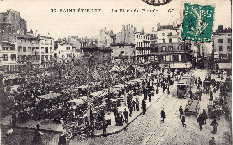 Carte postale ancienne Cc 60 - Saint-Etienne - La Place du Peuple à Saint-Étienne