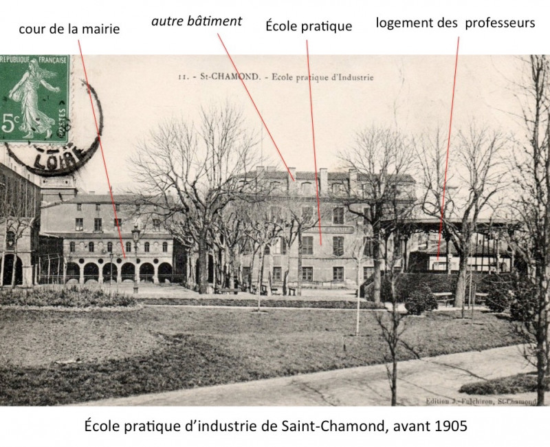 Carte postale ancienne Ecole pratique d'industrie, Saint-Chamond, avant 1905, image légendée