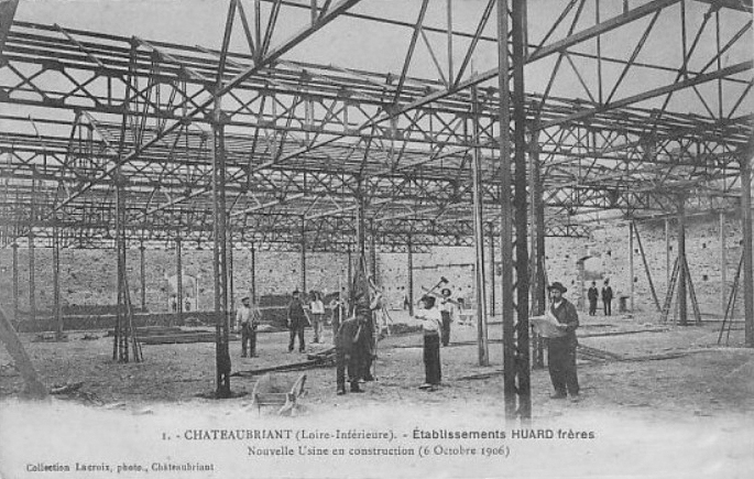 Carte postale ancienne HuardConstructionUsine6Octobre1906