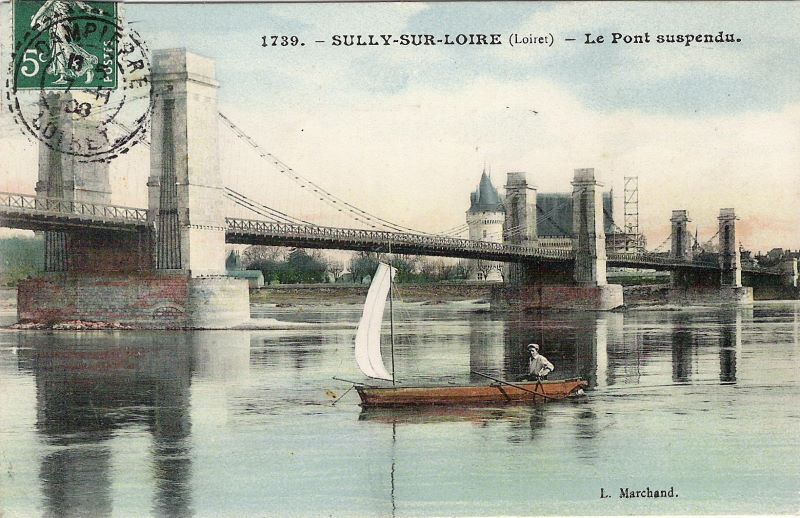 Carte postale ancienne Pont suspendu de Sully-sur-Loire, carte postale 2