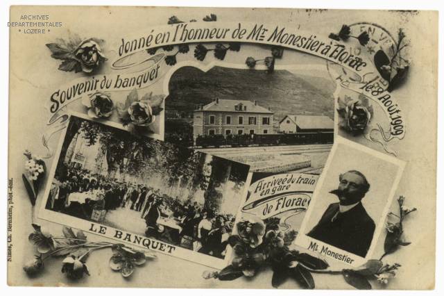 Carte postale ancienne Carte postale inauguration Ligne Florac - Sainte-Cécile-d'Andorge