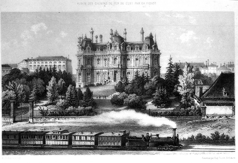 Carte postale ancienne Chateau perrier train