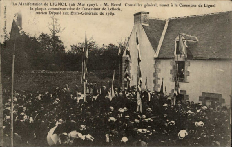 Carte postale ancienne Lignol manifestation 1907