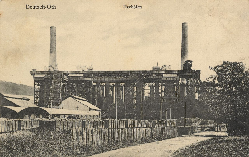 Carte postale ancienne Audun-le-Tiche hauts fourneaux 001