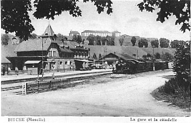 Carte postale ancienne Carte gare bitche