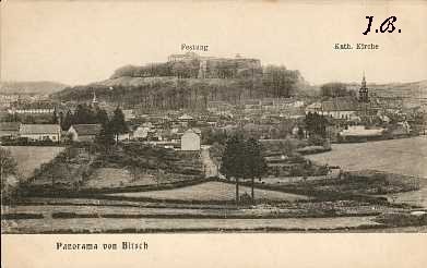 Carte postale ancienne Panorama de Bitche à Bitche