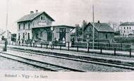 Carte postale ancienne Vigy gare 1907 Carte postale