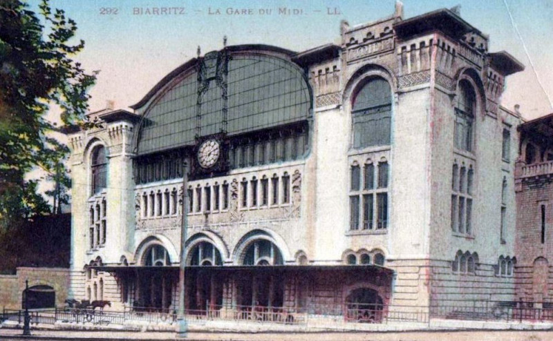 Carte postale ancienne Biarritz gare midi cpa