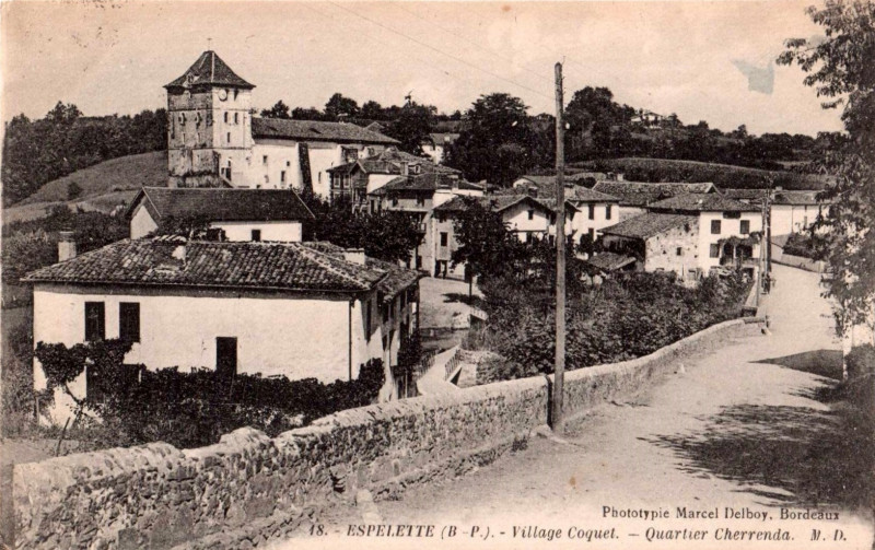 Carte postale ancienne Espelette - quartier Cherenda