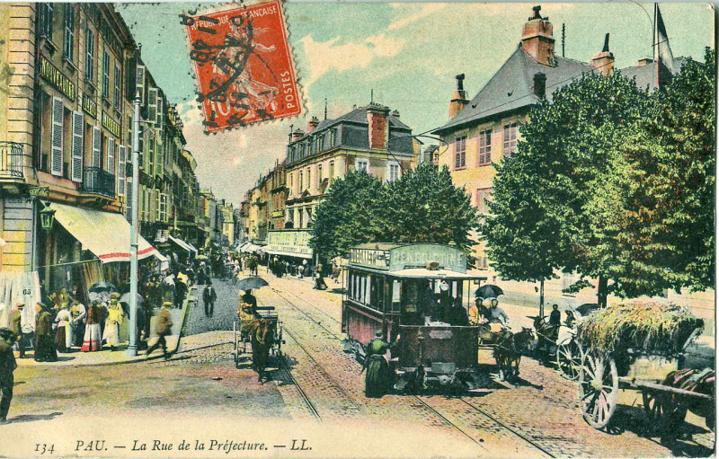 Carte postale ancienne Ll 134 - Pau - La Rue de la Préfecture