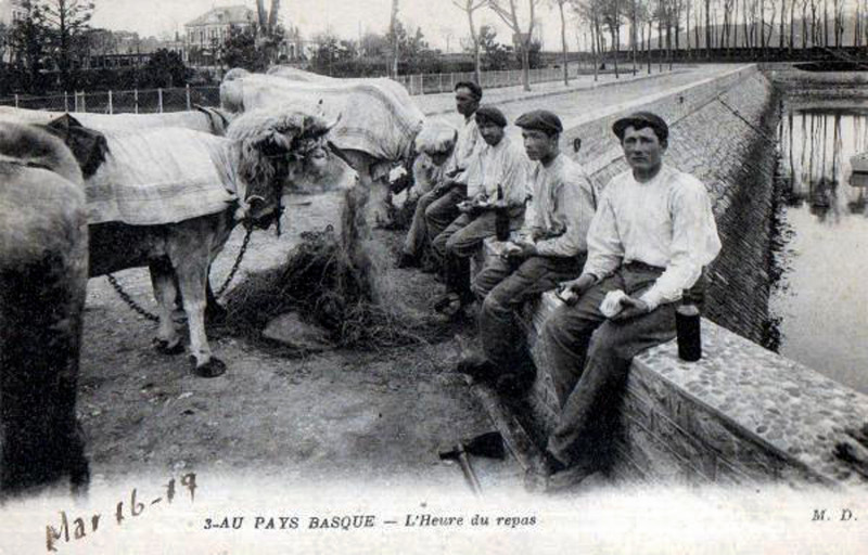 Carte postale ancienne Pays Basque Repas et vin
