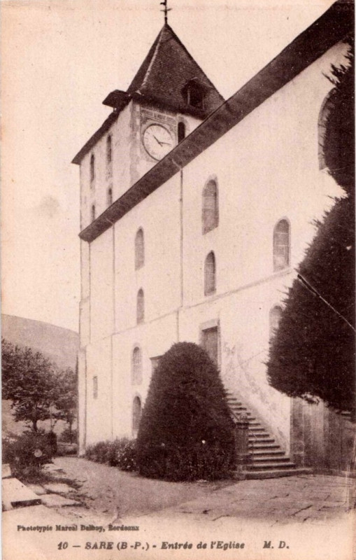 Carte postale ancienne Sare (64) - église 3