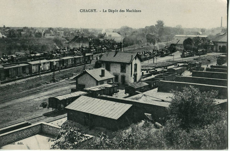 Carte postale ancienne Odoul - Chagny - Le Dépot des Machines
