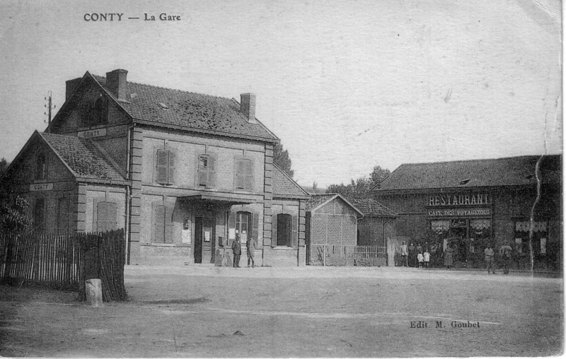 Carte postale ancienne Goubet - Conty - La Gare