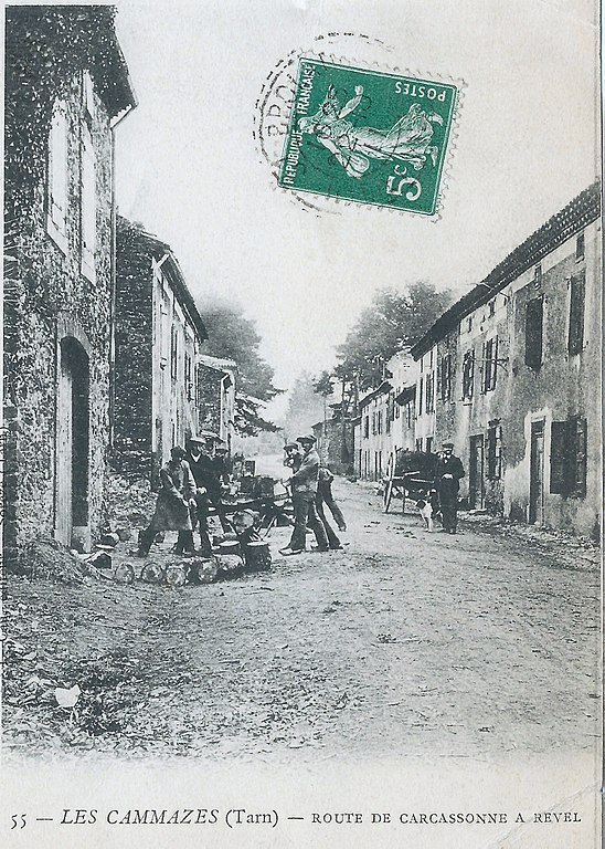Carte postale ancienne Les Cammazes Route de Carcassonne a Revel