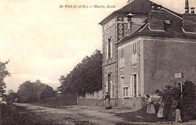 Carte postale ancienne St Witz, mairie-école
