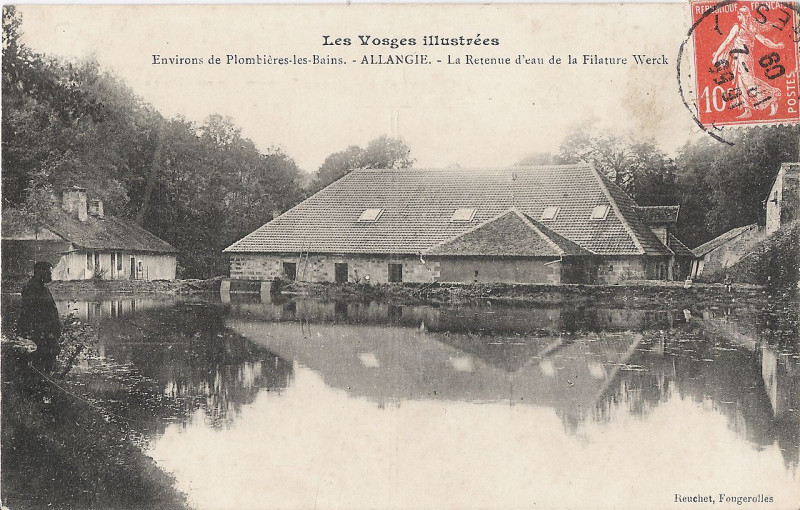 Carte postale ancienne Environs de Plombières les Bains - Allangie - La retenue d'eau de la Filature Werk