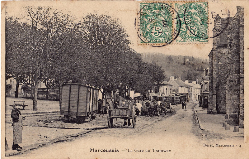 Carte postale ancienne Deret 4 - Marcoussis - La Gare du Tramway
