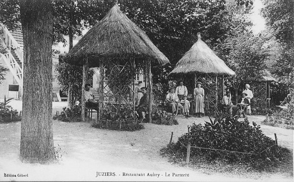 Carte postale ancienne Juziers restaurant Aubry