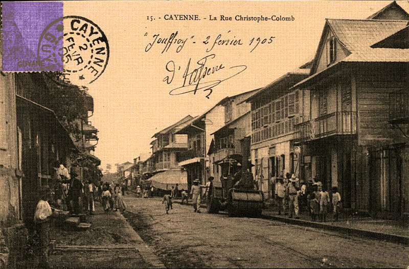 Carte postale ancienne Cayenne rue Christophe Colomb