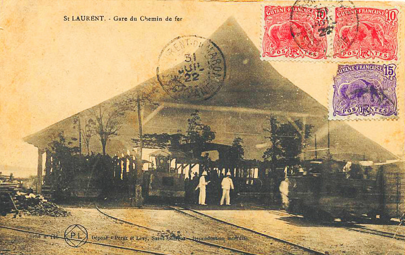 Carte postale ancienne Pl Gare de chemin de fer à Saint-Laurent-de-Maroni