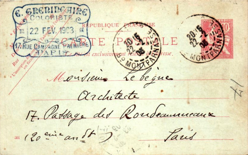 Carte postale ancienne Cp avec adresse d'Emile Greningaire