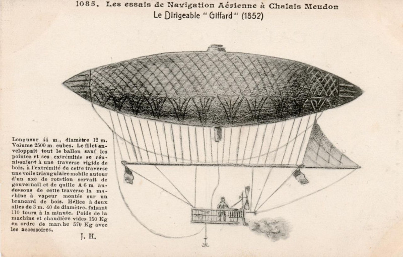 Carte postale ancienne Dirigeable Giffard 1852