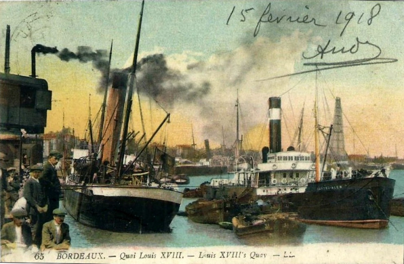 Carte postale ancienne Bordeaux - bâteaux à quai 1b à Bordeaux