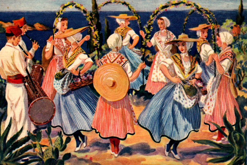 Carte postale ancienne Danse des treilles ou des jardinères Côte d'Azur