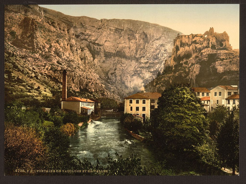 Carte postale ancienne Fountain and valley of Vauclause, Orange, Provence, France-LCCN2001698600