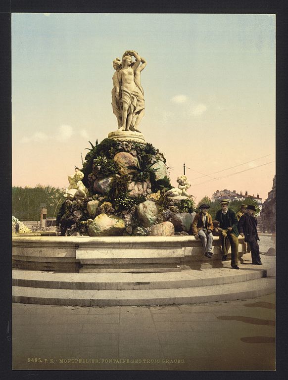 Carte postale ancienne Fountain of the Three Graces, Montpelier, France-LCCN2001698475