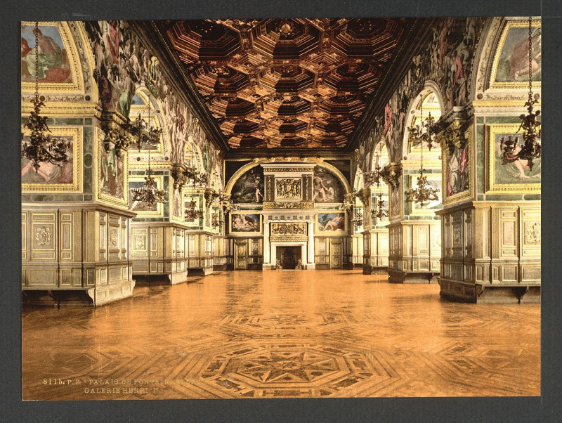 Carte postale ancienne Gallery of Henry II, Fontainebleau Palace, France-LCCN2001698131