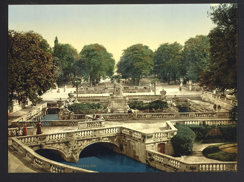 Carte postale ancienne Garden of the Fountains, Nîmes, France-LCCN2001698496