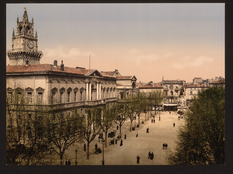 Carte postale ancienne Hotel de ville place, Avignon, Provence, France-LCCN2001698587