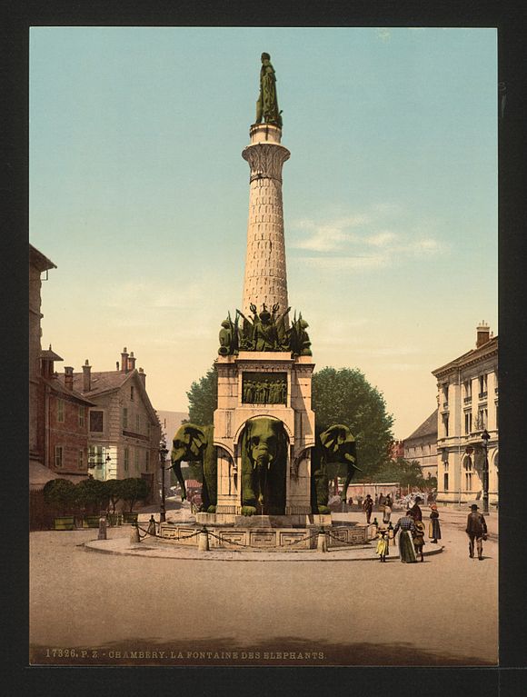 Carte postale ancienne The fountain of elephants, Chambéry, France-LCCN2001697632 à Chambéry