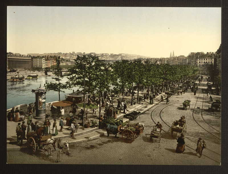 Carte postale ancienne Quay des Célestins, the market of St. Antoine, Lyons, France-LCCN2001698436 à Lyon
