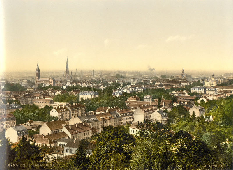 Carte postale ancienne Cityscape of Mulhouse around 1900 à Mulhouse