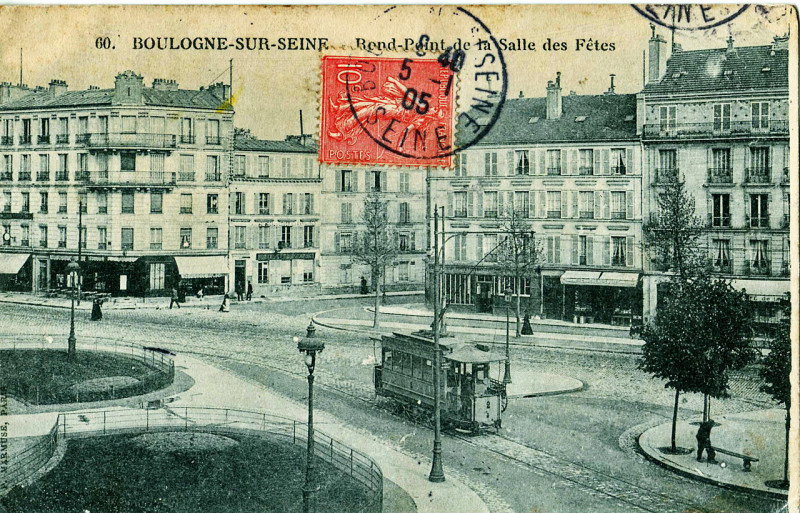 Carte postale ancienne Marmuse 60 - Boulogne-Sur-Seine - Rond-Point de la Salle des Fetes à Boulogne-Billancourt
